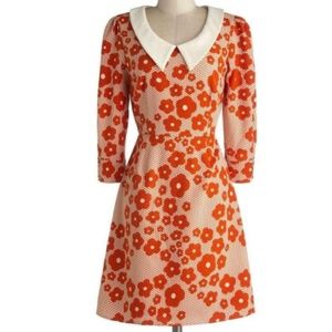 ModCloth Bea & Dot Retro Orange Floral Dress